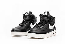 Зимові Чоловічі Кросівки Nike Air Force 1 Winter High Black / Найк Аїр Форс 1 Високі Чорні з Білим (Хутро), фото 6