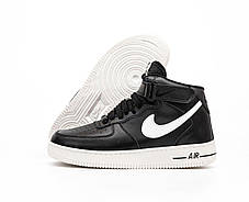 Зимові Чоловічі Кросівки Nike Air Force 1 Winter High Black / Найк Аїр Форс 1 Високі Чорні з Білим (Хутро), фото 3