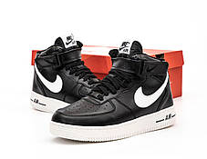Зимові Чоловічі Кросівки Nike Air Force 1 Winter High Black / Найк Аїр Форс 1 Високі Чорні з Білим (Хутро), фото 4