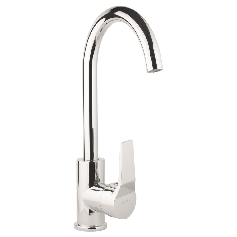 Змішувач для кухні високий вилив (на гайці, вилив вухо, одноважільний) кран кухонний ТМ AQUATICA, фото 1