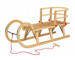 Санки дерев'яні AD323 110 см + спинка + шнурок