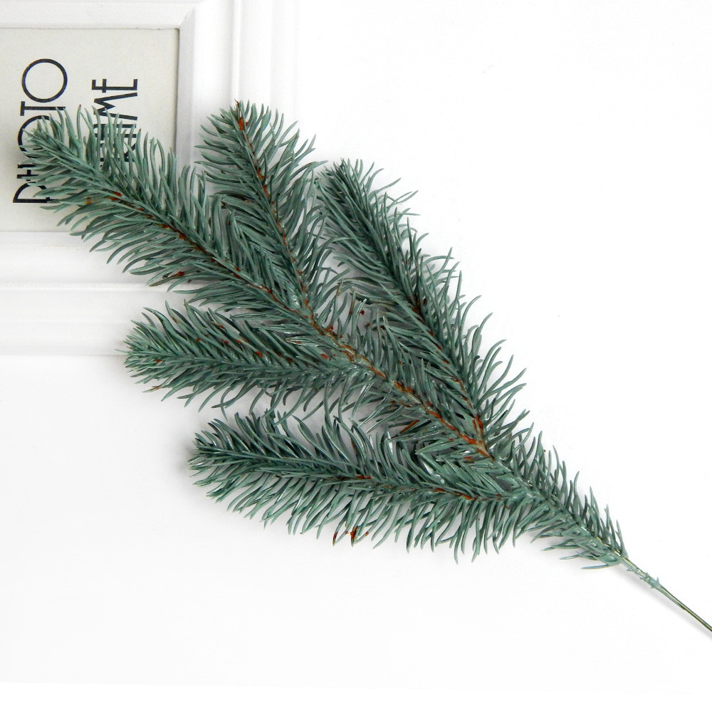 Штучна хвойна гілочка «Ялинка», пластикова на жорсткому дроті, 25 см, блакитна