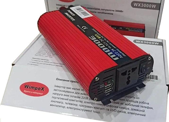 Надійний автомобільний інвертор DC-AC, 12-220V, потужність 3000Вт, Перетворювач-Інвертор, 2 USB