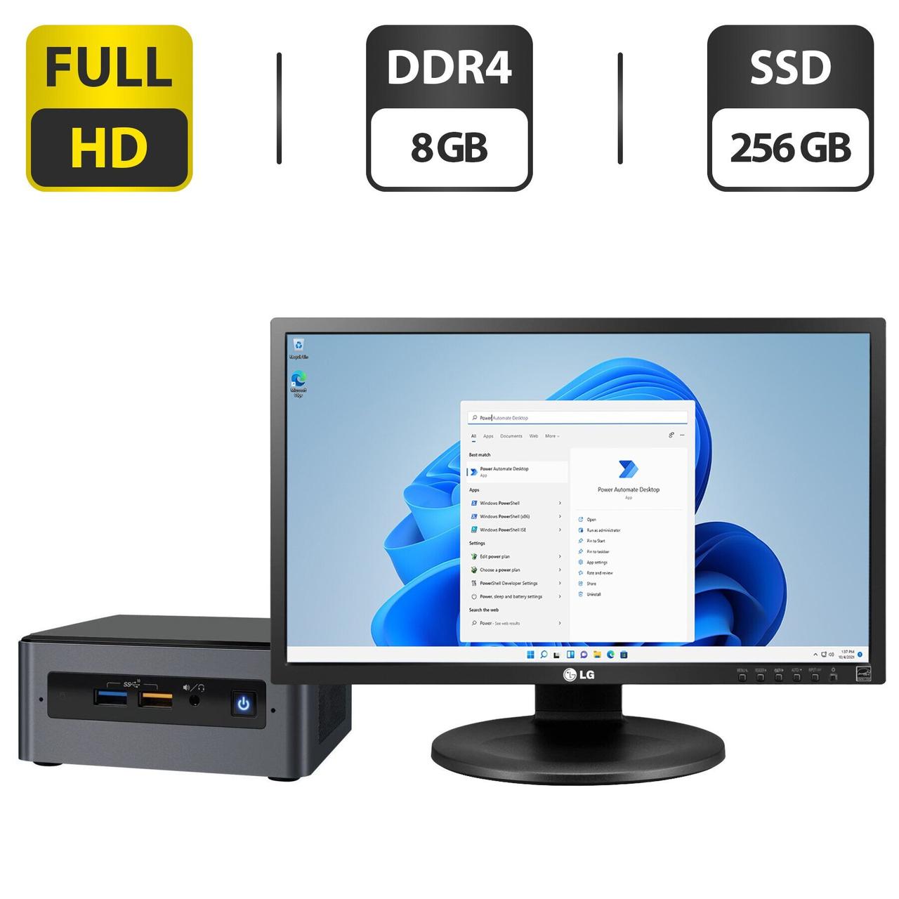 ПК+Монітор Terra Mini USFF/ Core i3-8109U/ 8 GB RAM/ 256 GB SSD/ Iris Plus 655 + LG 24MB35PM-B 24" 1920x1080