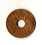 Британська Східна Африка 5 центів, 1942 рік Георг VI №2657, фото 2