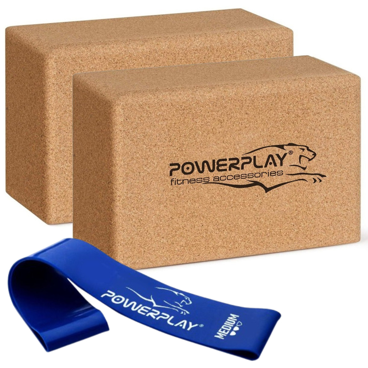Блоки для йоги 2 шт. PowerPlay PP_4006 з пробкового дерева Cork Yoga Block (пара)