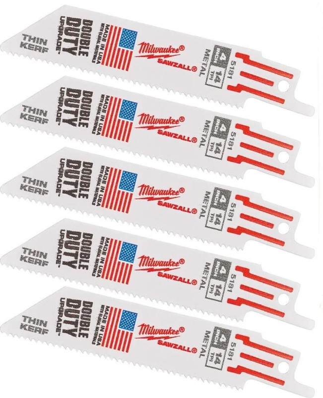 Полотно для шабельної пили THIN KERF MILWAUKEE, 100 мм/ крок зуба 1,8 мм, (5 шт.), (метал)