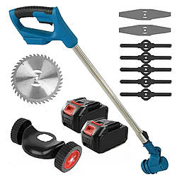 Акумуляторна косарка для трави, з колесами + 2 АКБ 48V / Тример акумуляторний / Портативна газонокосарка