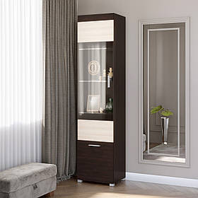 Шафа-пенал вітрина Еверест Британія-19 венге + дуб молочний (DTM-2265)