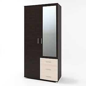Шафа пряма з дзеркалом та ящиками Еверест Бриз ШП-4 венге + дуб молочний (DTM-2479)