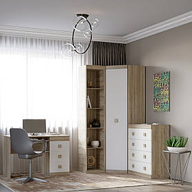 Дитяча стінка Еверест Соната Комплект 5 (модульна - 4 елементи) дуб сонома + білий (DTM-2587)