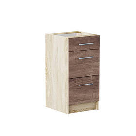 Кухонний модуль на 3 ящики Еверест Еко 400 дуб сонома/трюфель (без стільниці) 40х46х82 см (DTM-2783)