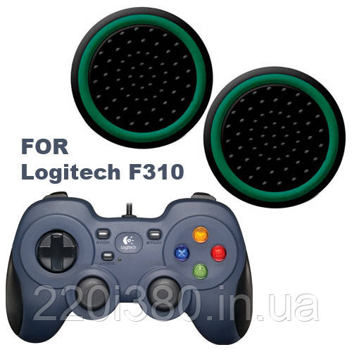 Силіконові накладки для геймпада Logitech F310 чорні з зеленою окантовкою 2 шт.