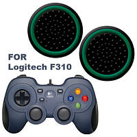 Силіконові накладки для геймпада Logitech F310 чорні з зеленою окантовкою 2 шт.