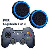 Силіконові накладки для геймпада Logitech F310 чорні з бірюзовою окантовкою 2 шт.