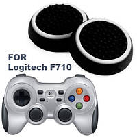Силіконові накладки для геймпада Logitech F710 чорні з білою окантовкою 2 шт.