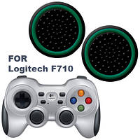Силіконові накладки для геймпада Logitech F710 чорні з зеленою окантовкою 2 шт.