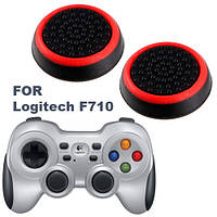 Силіконові накладки для геймпада Logitech F710 чорні з червоною окантовкою 2 шт.