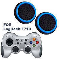 Силіконові накладки для геймпада Logitech F710 чорні з бірюзовою окантовкою 2 шт.