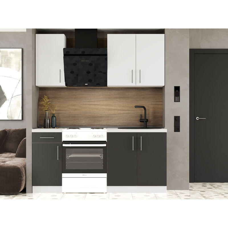 Кухня модульна Еверест Оптіма набір №1 Німфея альба+Антрацит 1,8 м (DTM-5692), фото 1