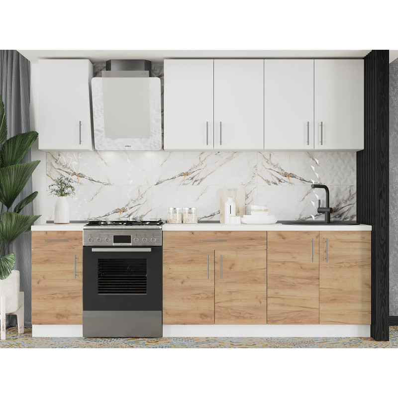 Кухня модульна Еверест Оптіма набір №3 Німфея альба+Дуб крафт золотий 2,6 м (DTM-5701), фото 1