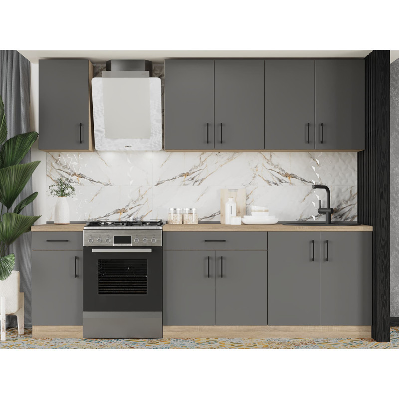 Кухня модульна Еверест Оптіма набір №3 Графіт 2,6 м (DTM-5703), фото 1