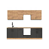 Кухня модульна Еверест Оптіма набір №6 Дуб крафт золотий+Антрацит 2,6 м (DTM-5716), фото 2