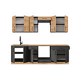 Кухня модульна Еверест Оптіма набір №6 Дуб крафт золотий+Антрацит 2,6 м (DTM-5716), фото 3