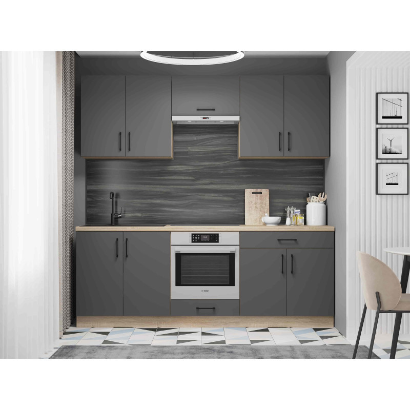 Кухня модульна Еверест Оптіма набір №8 Графіт 2,2 м (DTM-5722), фото 1