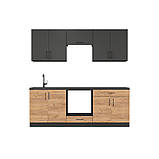 Кухня модульна Еверест Оптіма набір №8 Антрацит+Дуб крафт золотий 2,2 м (DTM-5723), фото 2