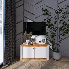 Тумба 2-х дверна закрита Еверест Нордік-980 98х38х53 см Білий + Дуб крафт золотий (DTM-5525)