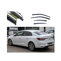 Дефлекторы окон (ветровики) из нержавеющей стали 3D на Renault Megane IV (2016-н.в) 4 шт. FLY (BRNMG1623-W/S)