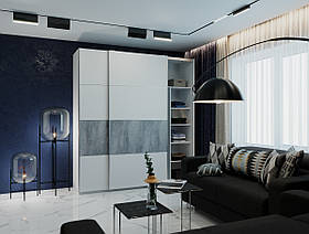 Шафа-купе двохдверна Doros G-Caiser 220х60х240 см Білий/Бетон (DRS-011006)