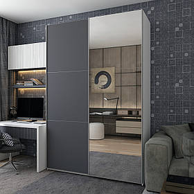 Шафа-купе двохдверна Doros G-Caiser 160х60х240 см Білий/Графіт/Дзеркало (DRS-011015)