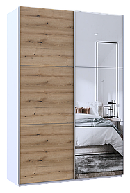 Шафа-купе двохдверна Doros G-Caiser 160х60х240 см Білий/Дуб евок/1 Дзеркало (DRS-011021)