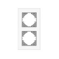 Рамка подвійна для розетки скляна вертикальна BINERA Біла