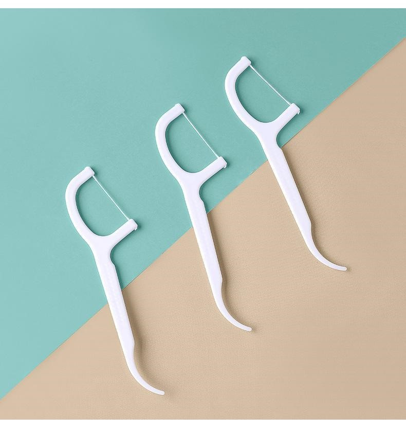 Зубні флоси на пластикових паличках для чистоти між зубами 50 шт у контейнері 29239, фото 1