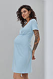 Блакитна нічна сорочка для вагітних та годуючих мам трикотажна S, фото 5