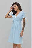 Блакитна нічна сорочка для вагітних та годуючих мам трикотажна S, фото 6