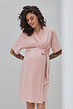Пудровий халат для вагітних та годуючих мам із трикотажу S, фото 4