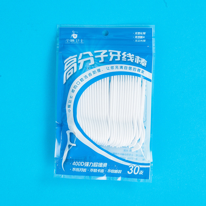 Зубні флоси на пластикових паличках для очищення зубів. Зубні нитки на паличках 30 шт. в упаковці., фото 1