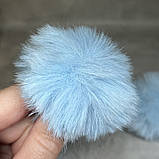 Помпон 6 см (Еко-хутро), з петелькою, колір- блакитний, шт., Блакитний, фото 2