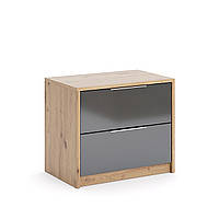 Сучасна стильна приліжкова тумба з двома шухлядами в спальню 55 см Реймонд Миро-Марк артизан/мат антрацит