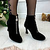 Черевики жіночі замшеві на шпильці. Колір чорний. 37 розмір, фото 6