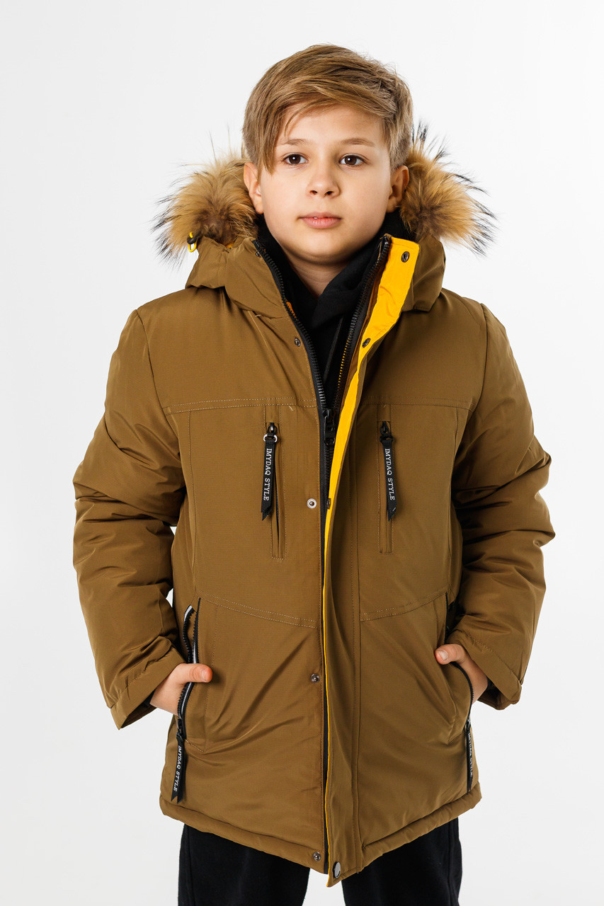 Куртка зимняя Imydaq Style для мальчика 10-15 лет арт.2190, Горчичный, 158