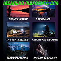 Ліхтар налобний акумуляторний водонепроникний потужний ліхтарик на голову CH-002M із зарядкою Type-C та зумом, фото 6