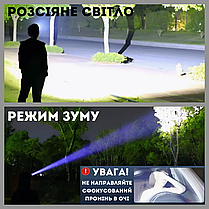 Потужний налобний ліхтар світлодіодний акумуляторний водонепроникний PLDA12TG ліхтарик на голову з зумом, фото 6