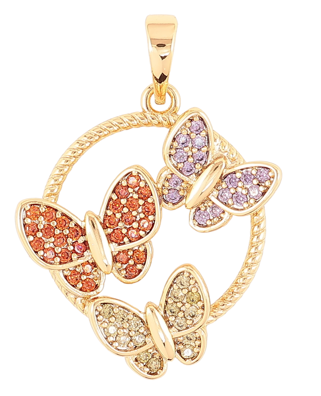 Кулон Xuping Позолота 18K «Метелики з кольоровим цирконієм» для ланцюжка до 6мм