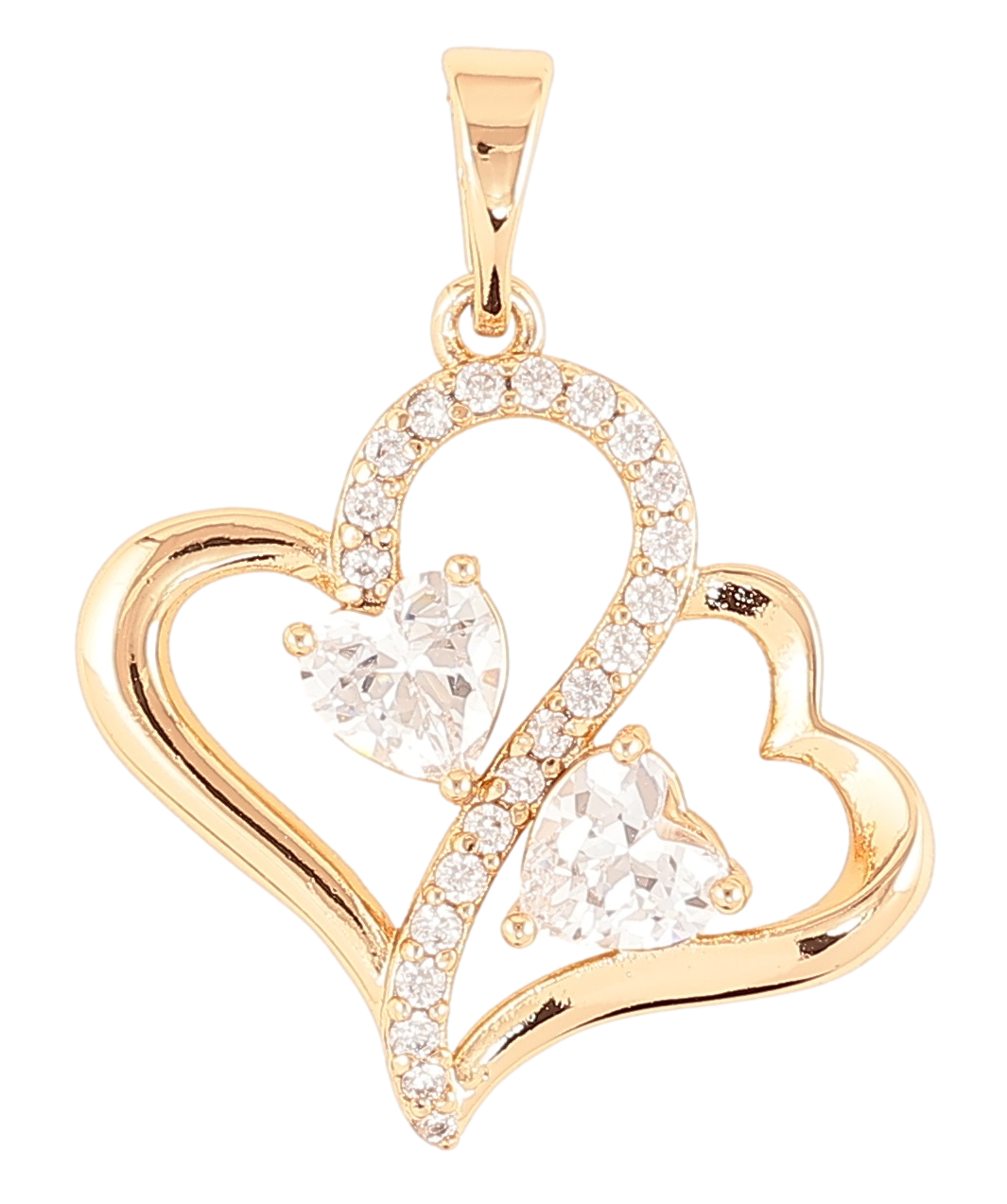 Кулон Xuping Позолота 18K «Сердечки з цирконієм» для ланцюжка до 6мм