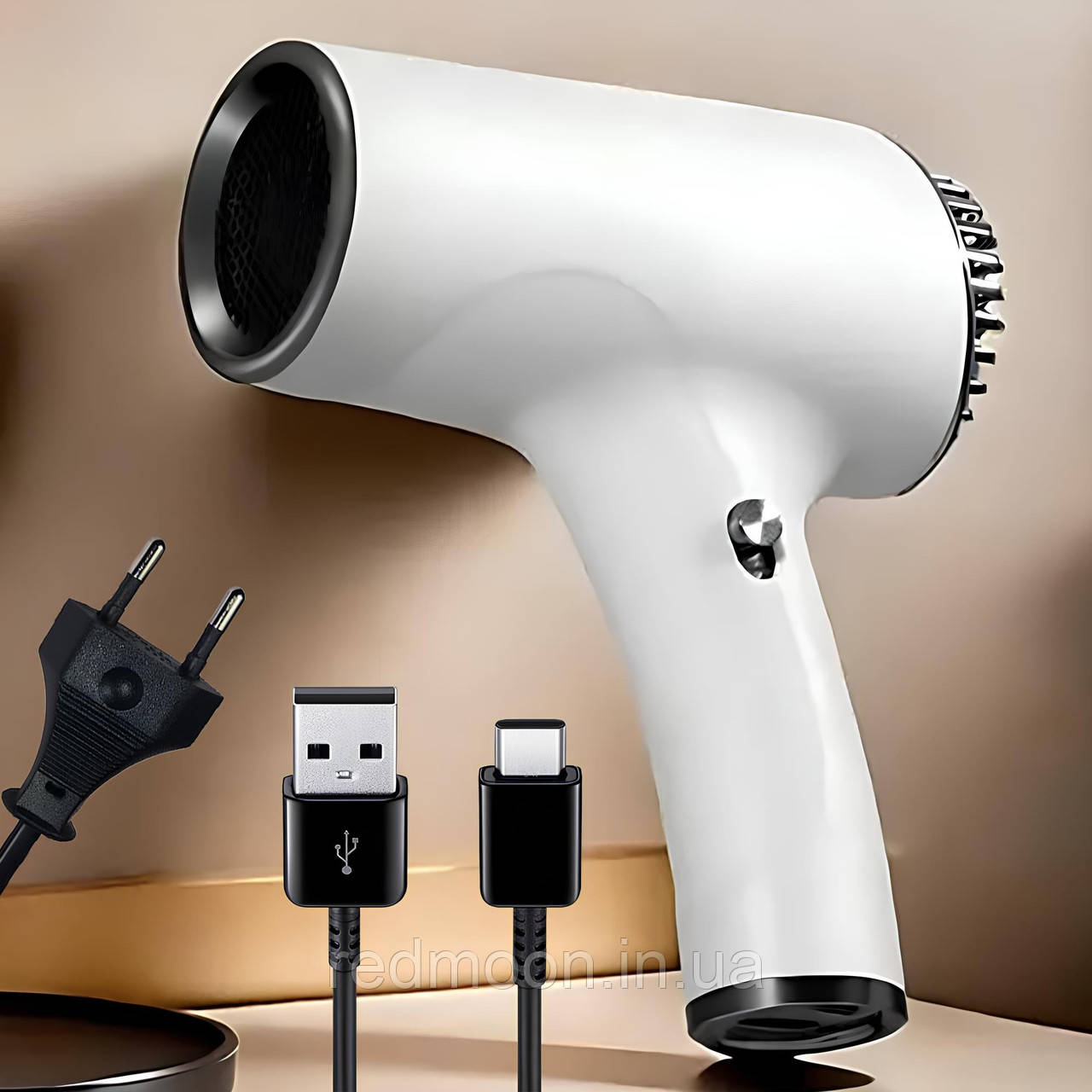 Аккумуляторный фен для волос 500Вт, WHD-01, Белый / Беспроводной фен ...